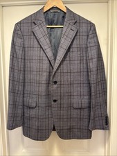CANALI Made In Italy 100  Wool Subtle Check Jacket in Blue Size 52 R 1695
