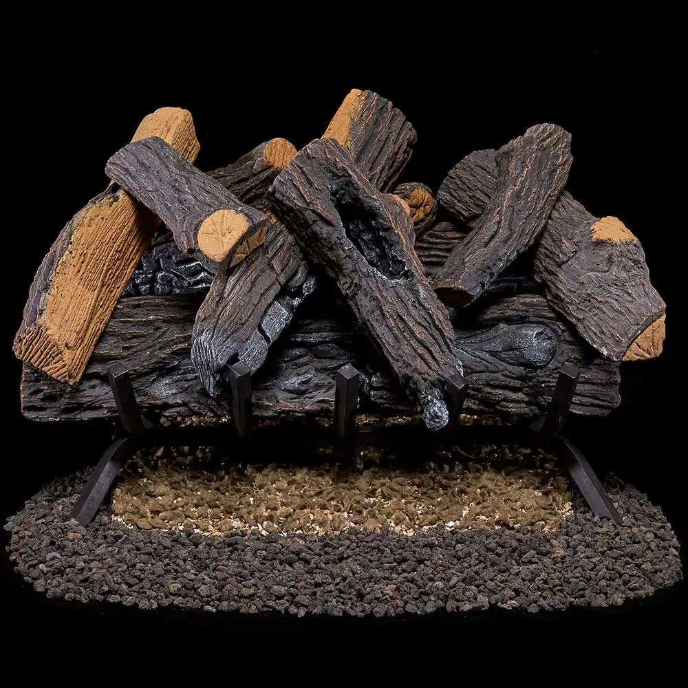 Vented Natural Gas Fireplace Log Set - 24 In., 55,000 BTU, Heartland Oak