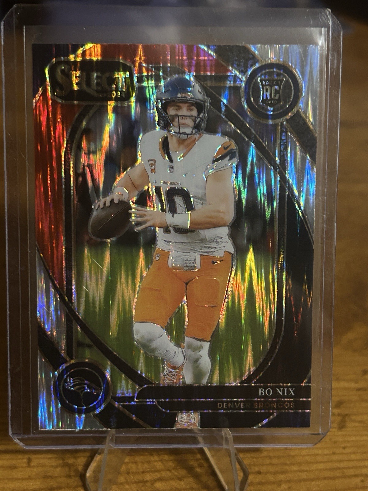 2024 Panini Select - Club Level Bo Nix #221 Black & Red Shock Prizm (RC)