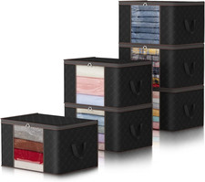 90L Large Storage Bags, 6 Pack Closet Organizers and Storage, Clothes Foldable S