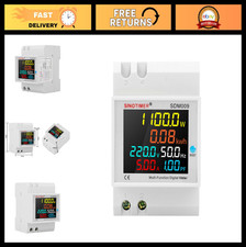 6IN1 Energy Meter AC Voltage Monitor 40-300V 100A Watt Kwh Frequency Din Rail