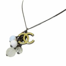 CHANEL Coco Mark Ciondolo Collana di Perle Accessorio Charm Pietra Francia Au...