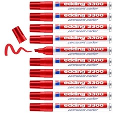 edding 3300 permanent marker - red - box of 10 - chisel tip 1-5 mm - quick-dryin