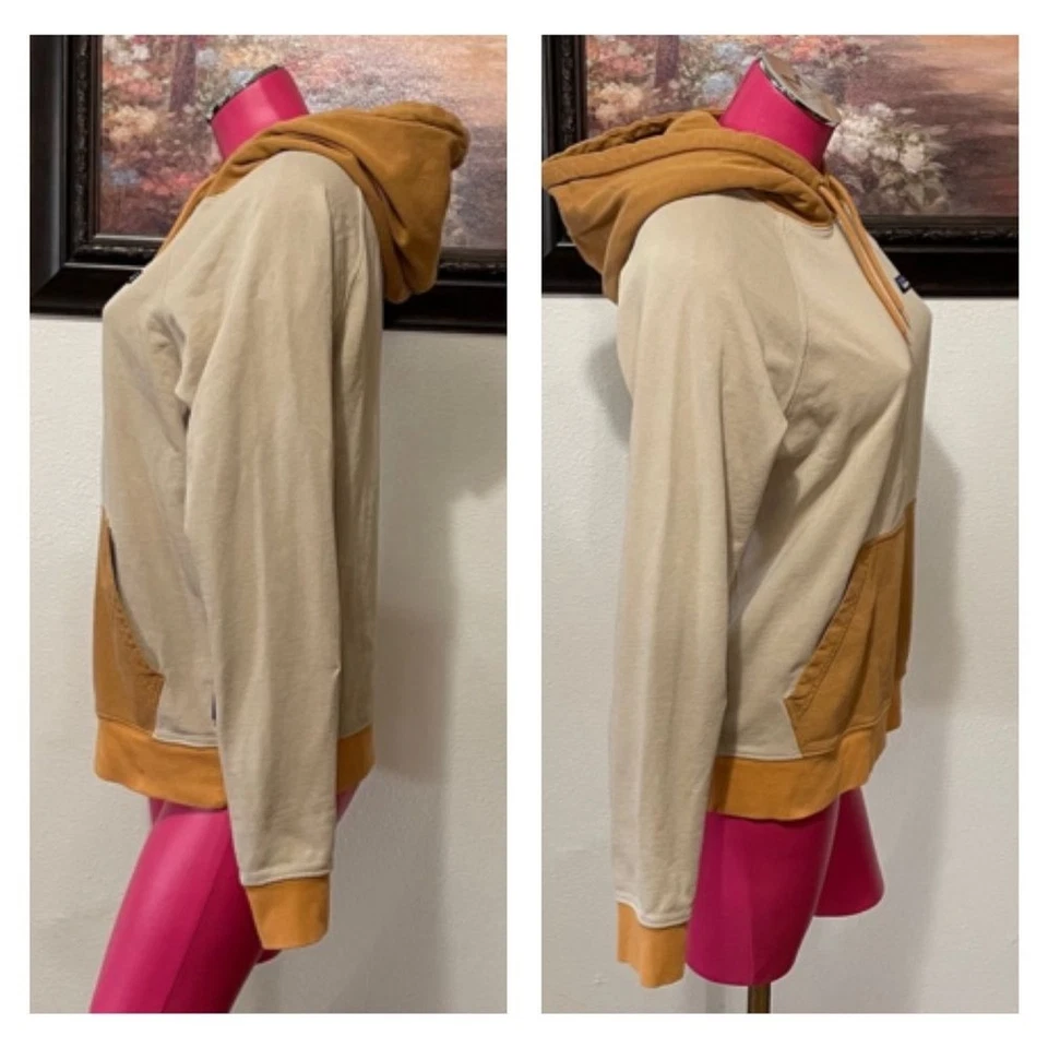 Женская толстовка с капюшоном пуловер Patagonia P-6 Label из органического хлопка желтовато-коричневая M - Изображение 3 из 4