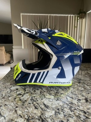 Airoh Aviator Ace Helmet Shield Gloss Blue White Yellow