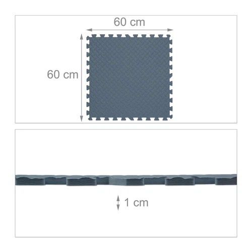 Suelo goma esterilla de fitness 8 piezas color gris suelo de goma EVA 1 cm - Imagen 4 de 8