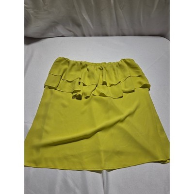 Yoo n Me Lime Yellow Ruffle Strapless Tiered Blouse Top Skirt