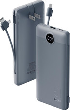 Portable Charger Built-In Cables and AC Wall Plug, USB C Power Bank 10000Mah, Tr