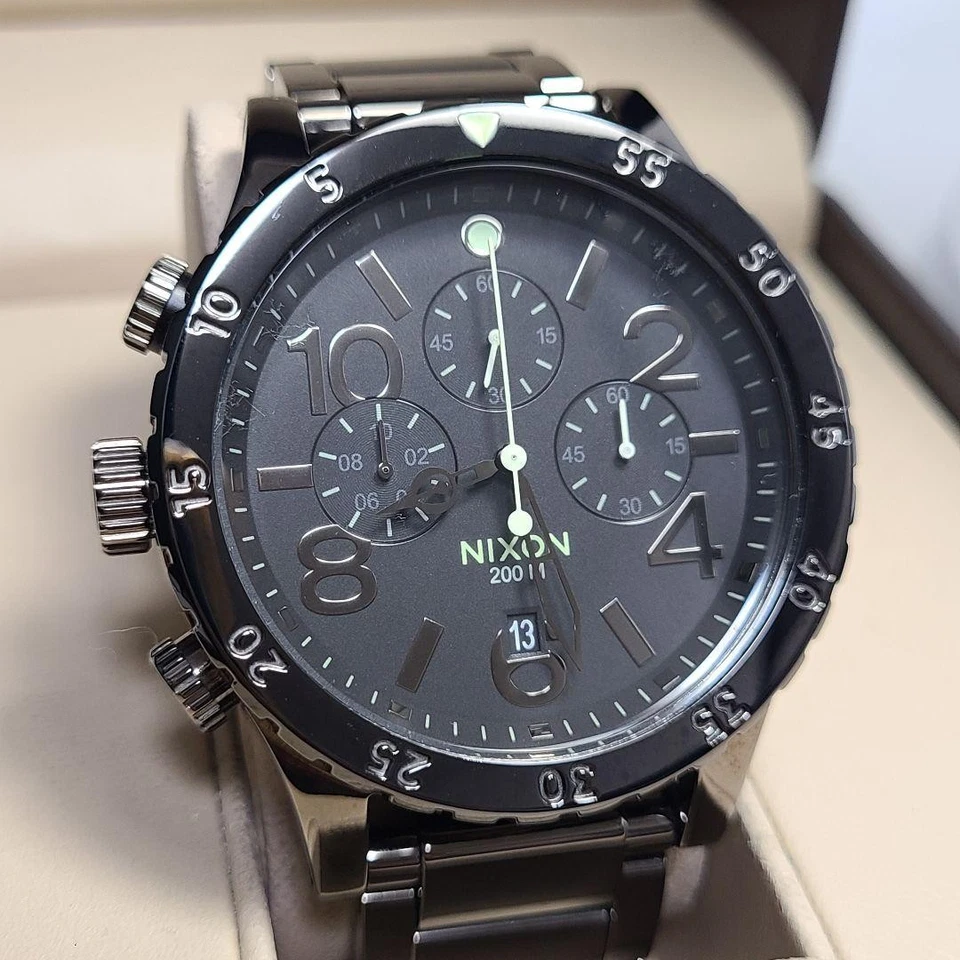 NIXON 48 20 Cronógrafo Cuarzo Reloj de Pulsera Hombres Highpolish Negro... - Imagen 2 de 4