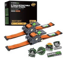 Rhino Usa E-track Retractable Ratchet Straps 2 X 10 Orange 2-pack