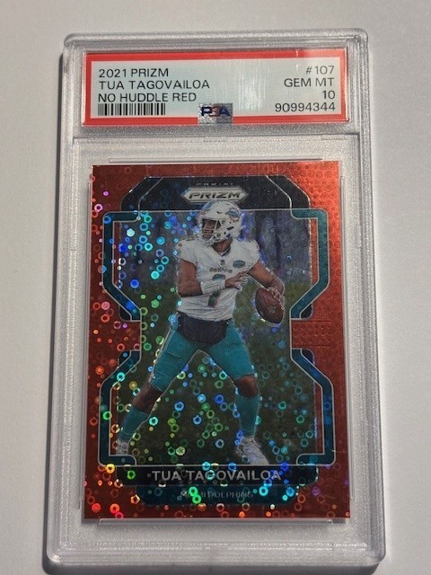 2021 Panini Prizm - Tua Tagovailoa No Huddle Red #41/50 PSA 10