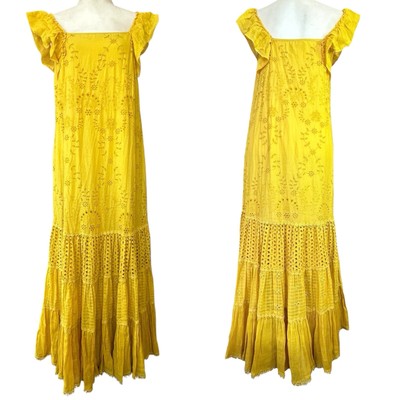 Anthropologie Payal Jain Eyelet Maxi Dress Womens 2 Fairy Boho Romantic Cottage