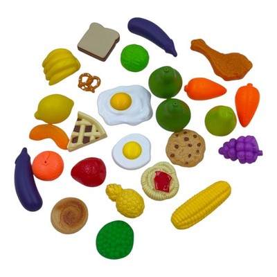 Lot of 26 Pretend Play Plastic Fake Foods Groceries Fruits Vegetables Baked Meat