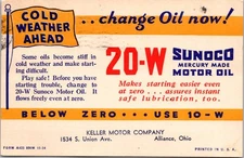 Auto Sunoco Keller Motor Oil Co. Alliance Ohio Private Mailing Card Postcard