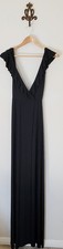 NWT ASOS Tall Size 4 Black Wrap Maxi Dress Jersey Knit Flutter LBD Formal Party