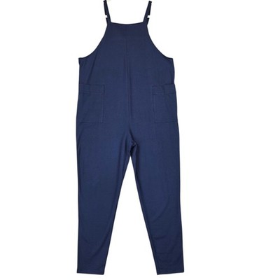 Quince Overalls Womens S Maternity Navy Organic Cotton Tie Back Pockets
