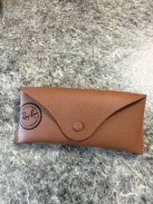 Ray-Ban Brown Leather Soft Sunglasses Eyeglass Case Snap Closure Felt Cloth
