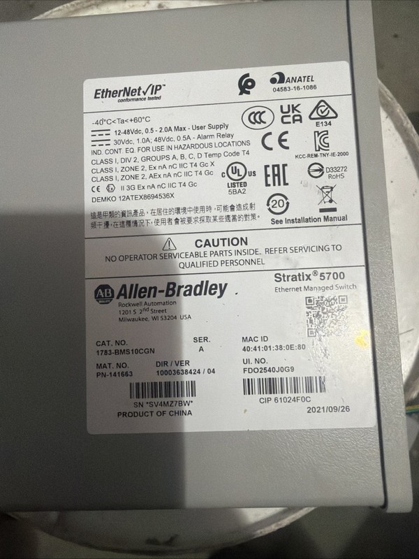 Allen Bradley 1783-BMS10CL Stratix 5700 Industrial 10 Port Managed Switch