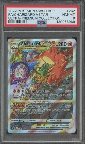 2022 Pokemon SWSH BSP Ultra Premium Collection #262 FA Charizard VSTAR PSA 8