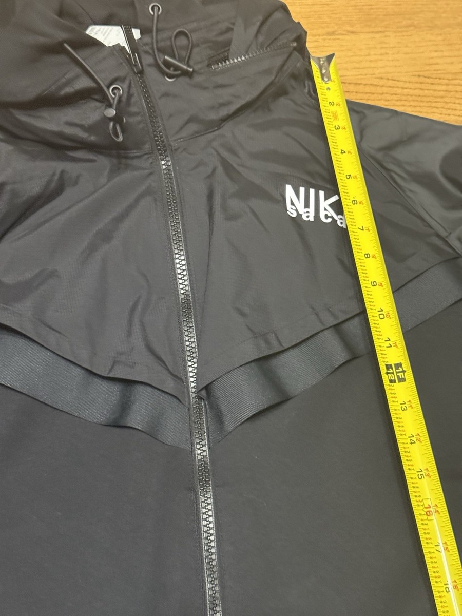 Men's Size 2XL - Nike x Sacai Full Zip Hoodie 'Black' DQ9029-010