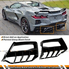 For 2020-2025 Corvette C8 Z51 E-Ray AC Style Gloss Black Rear Shark Fin Diffuser