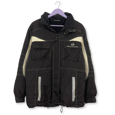 Sergio Tacchini Winterjacke Vintage schwarz-weiß mit Taschen und Reißverschluss 00er Jahre