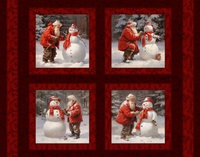 MDG -  Christmas - Santa's Snow Buddies Quilting Fabric Pillow Panel   