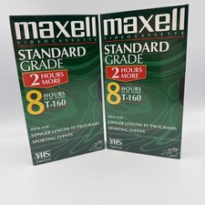 Lot Of 2 Maxell Standard Grade VHS Video Cassette Blank Tapes T-160 Sealed New