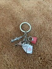 RARE Las Vegas Keychain In Hot Pink Featuring Ace Of Spades, Pink Purse, Glass