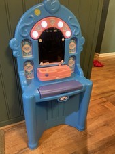 Tocador de maquillaje vintage Little Tikes salón de belleza tamaño infantil púrpura corazones tiernos