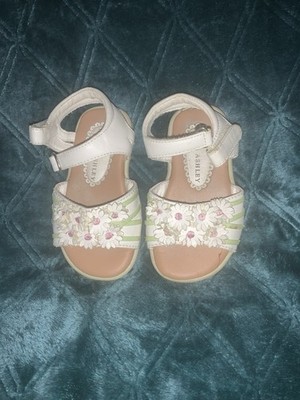 Laura Ashley Toddler Girls White Multicolor Green And Pink Floral Sandals Sz 5