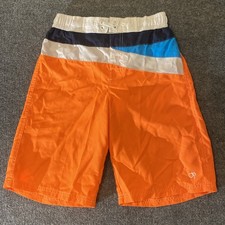 OP Ocean Pacific Swim Trunks Boys Large 10-12 Bright Orange Pockets Lined Pool