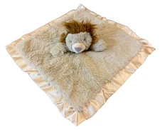 Cloud Island Lion Lovey Security Blanket Plush Satin Trim Beige Tan Brown Soft