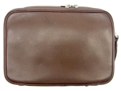 Dunhill Gebrauchte Leder Clutch Tasche Dunkelbraun Silber Logo Plate Vintage