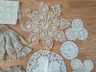 lot of eight vintage items from tablecloths to doilies and some trim — photo 3