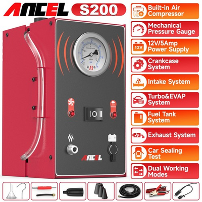 #ad ANCEL S200 Turbo Smoke Machine Pressure Gauge Leak Detector Built in Air Pump $115.99
