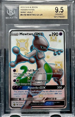 MEWTWO GX RARE HOLO REFRACTOR FOIL POKEMON GRADED CARD TCG BGS 9.5 GEM MINT