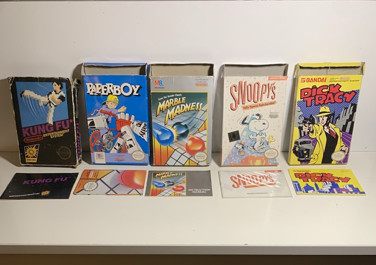 Nintendo NES 5-Game Lot CIB w/ Box Manual Cart: Kung Fu Paperboy Snoopy