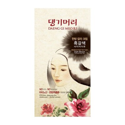  Korean Herbal Hair Dye Color Cream [Dark Brown] - PPD-Free Gray Coverage, H...