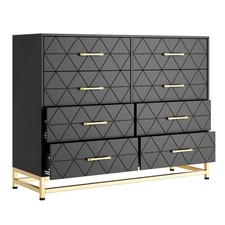 8 Drawer Dresser Modern Wood Chest of Drawers with Metal Handles Bedroom Office