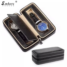 Portable 2/4 Slots Travel Watches Storage Box Leather Shockproof Display Case