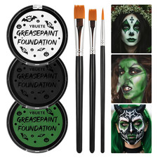Green White Black Oil Based Face Paint Kit with Painting Brushes, Professional G