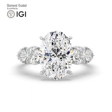 Oval Diamond Engagement Ring 14k White Gold Labgrown 4.50 Ct Solitaire