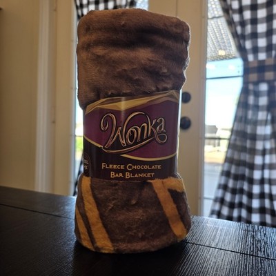 Wonka Chocolate Bar Fleece Throw Blanket Warner Bros New With Tags 