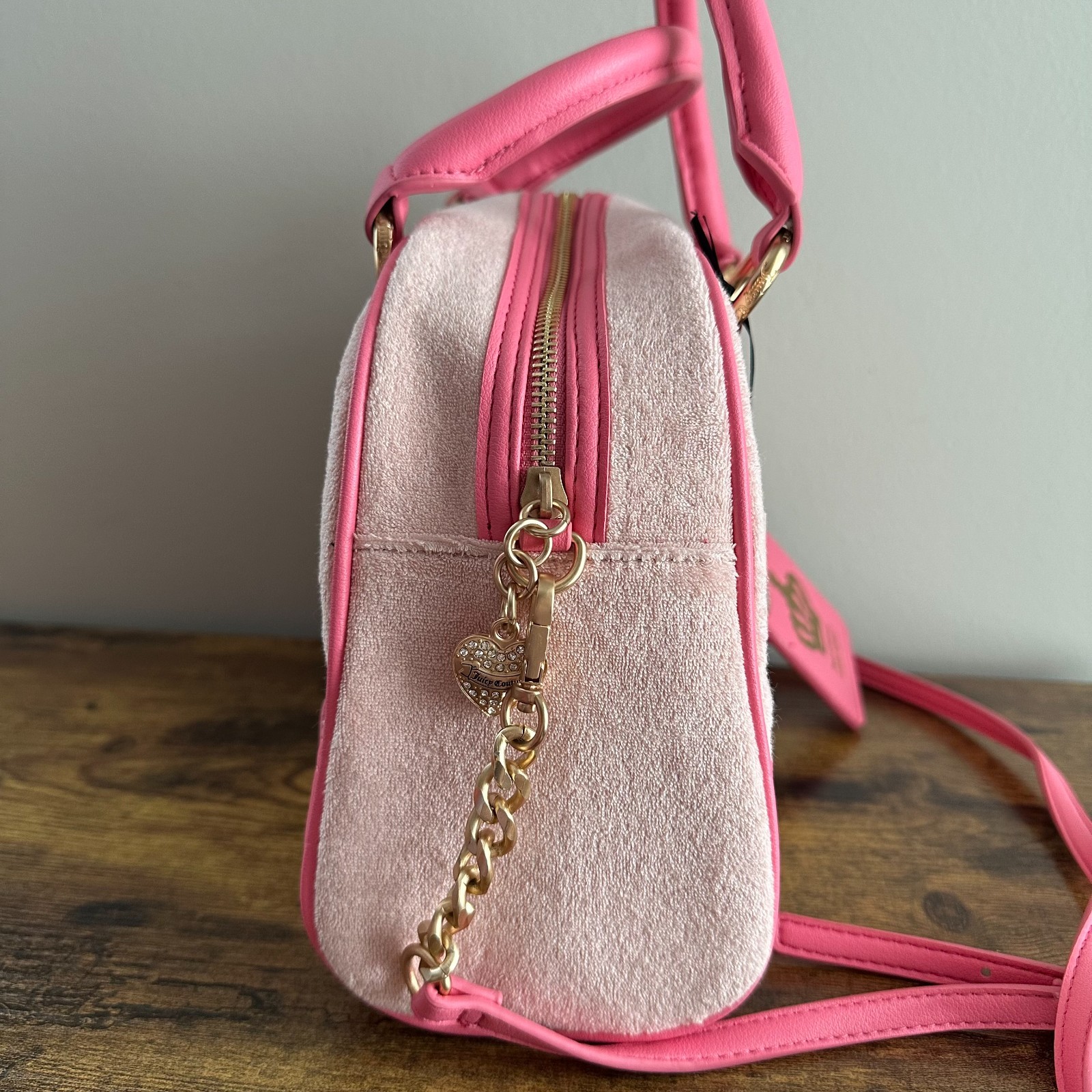 New Juicy Couture Lovers Club Pink Diamond Satchel Crossbody Hand Bag Viral image 4