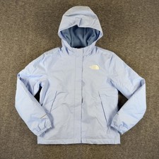 The North Face Jacket Girls 12 Blue Hooded Full Zip Fleece Lined Insulated