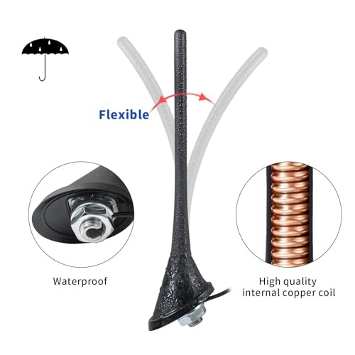 Car Stereo AM FM Radio Antenna, 9.4" Universal Roof Mast Long Amplified Signal - Picture 4 of 7