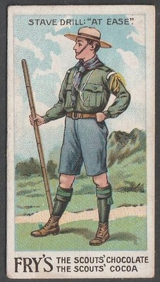 Fry's Cocoa & Chocolate, 1st Scout Series, 1912, No 48, Stave Drill: ''At Ease''