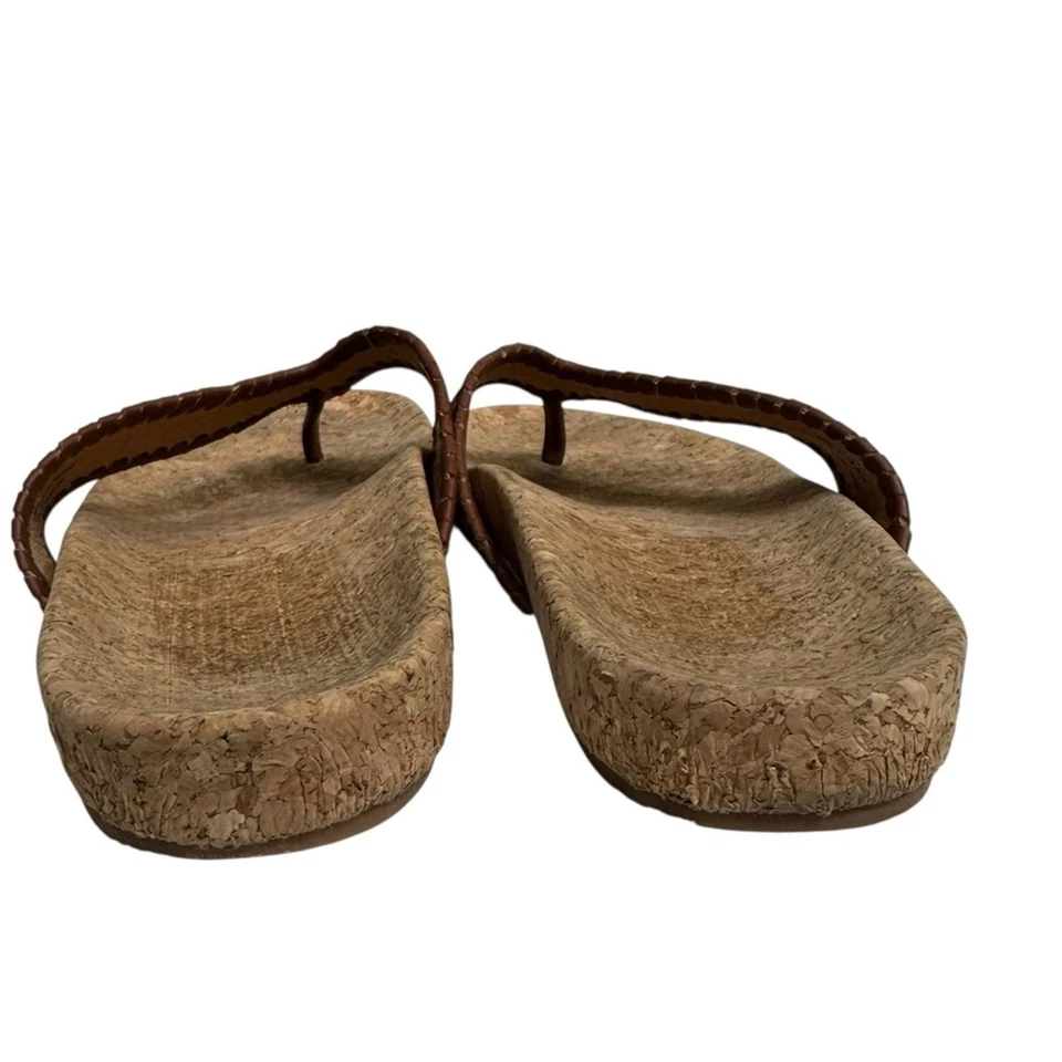 Sandalias Jack Rogers Thelma Cuero Corcho Tanga Chanclas Zapatos Marrón Mujer 8.5 Foto 3 de 4