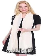 CJ Apparel Off White Thick Solid Color Design Cotton Blend Shawl Seconds **NEW**